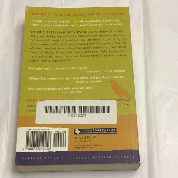 🏖️2/6.00🏖️ Monkey Beach by Eden Robinson Mariner Books - Picture 2 of 3